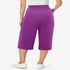 Elastic-Waist Pull-On Knit Pocket Capri Pants image number null