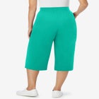Elastic-Waist Pull-On Knit Pocket Capri Pants image number null