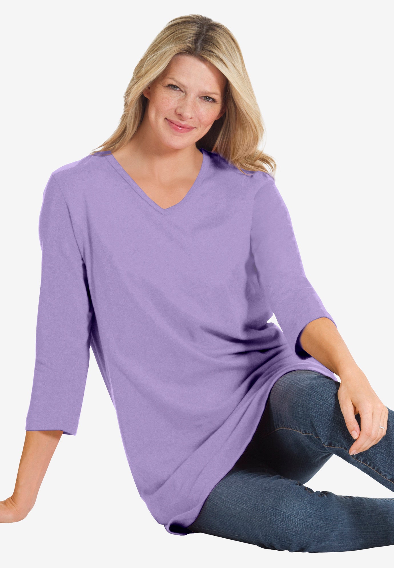 Perfect Three-Quarter Sleeve V-Neck Tunic image number 6