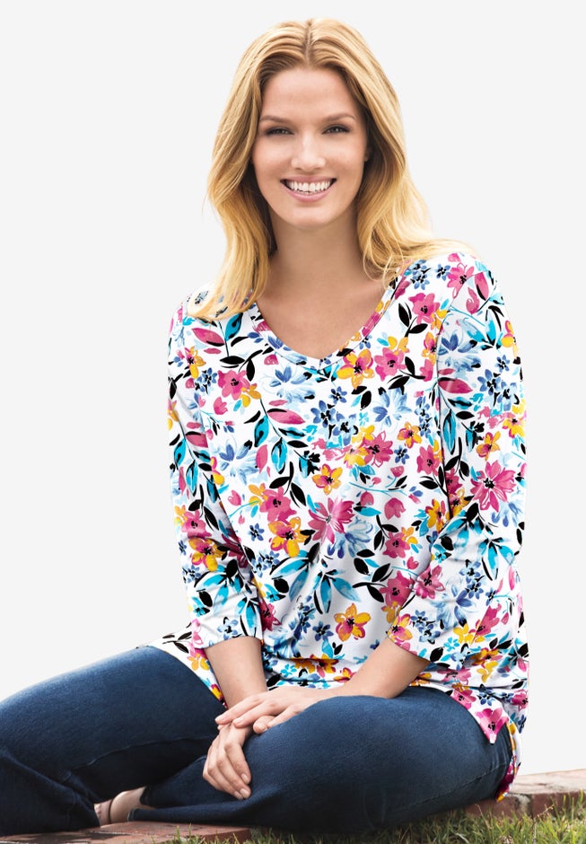 Perfect Three-Quarter Sleeve V-Neck Tunic image number 7