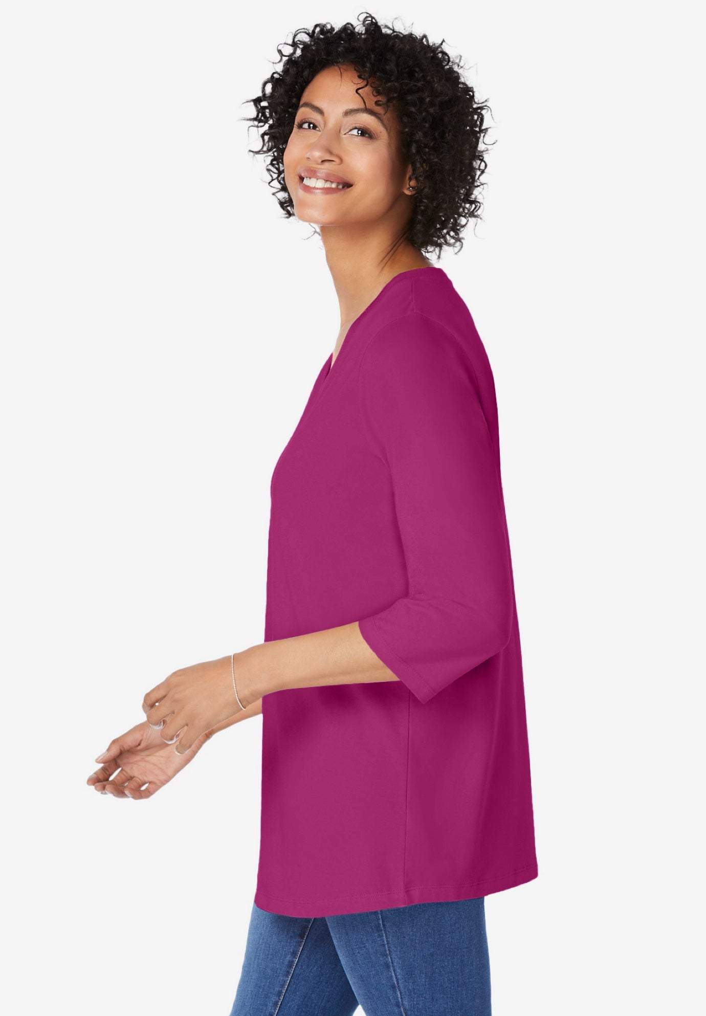 Perfect Three-Quarter Sleeve V-Neck Tunic image number 2