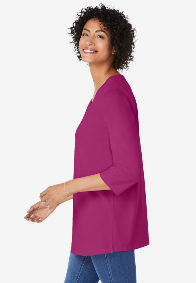 Perfect Three-Quarter Sleeve V-Neck Tunic image number 2