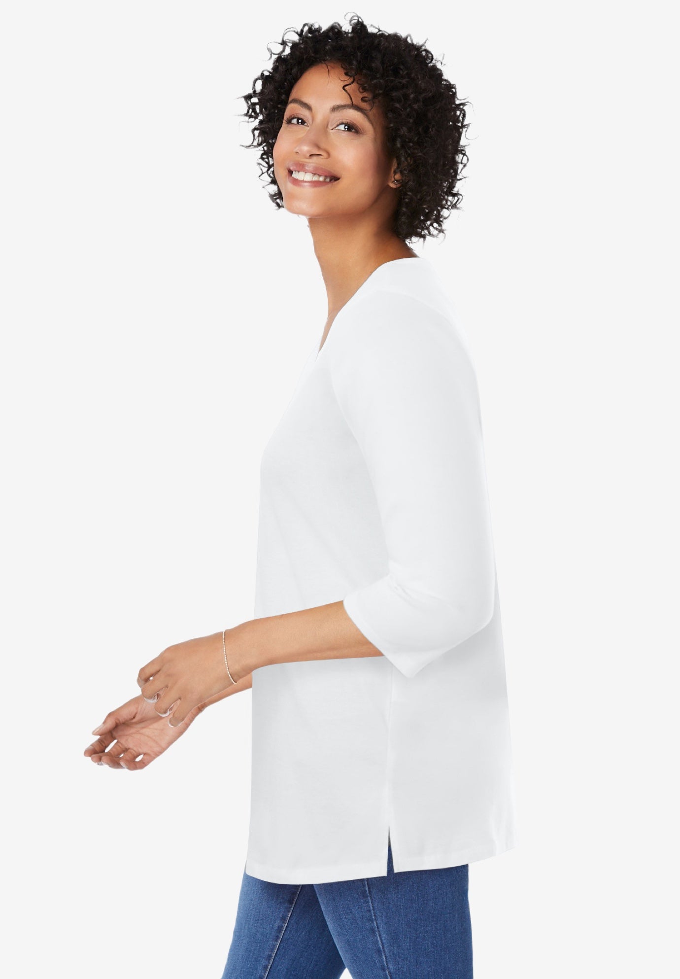Perfect Three-Quarter Sleeve V-Neck Tunic image number 2