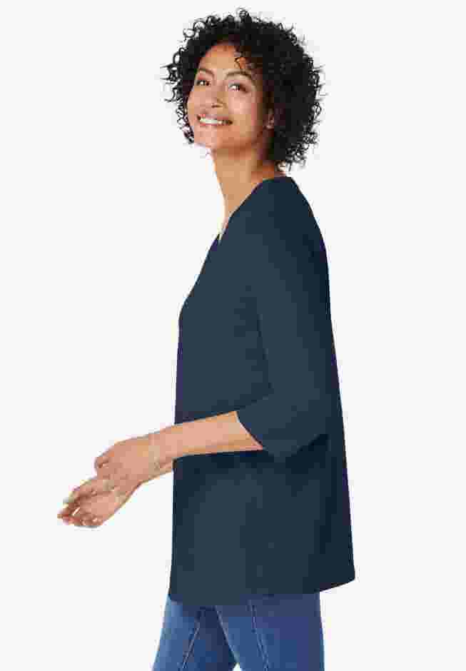 Perfect Three-Quarter Sleeve V-Neck Tunic image number 2