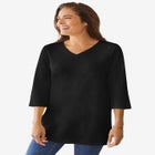 Perfect Three-Quarter Sleeve V-Neck Tunic image number null