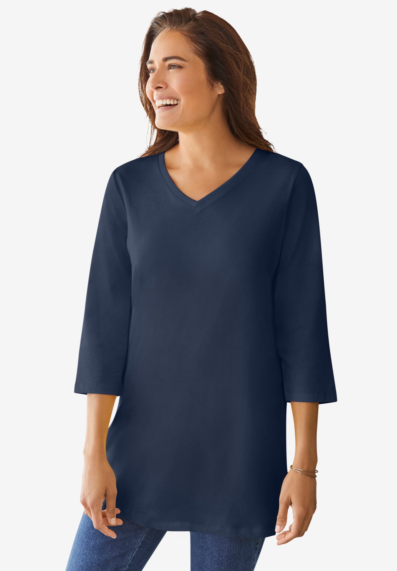 Perfect Three-Quarter Sleeve V-Neck Tunic image number 0