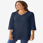 Perfect Three-Quarter Sleeve V-Neck Tunic image number null