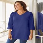 Perfect Three-Quarter Sleeve V-Neck Tunic image number null