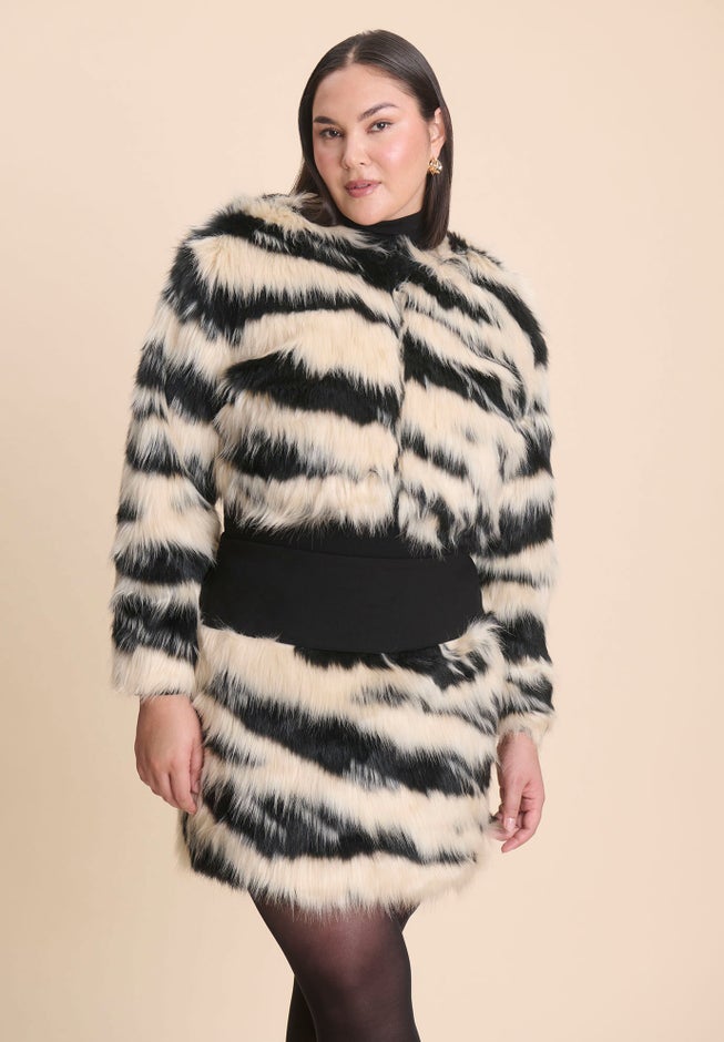 Faux Fur Crop Coat image number 6