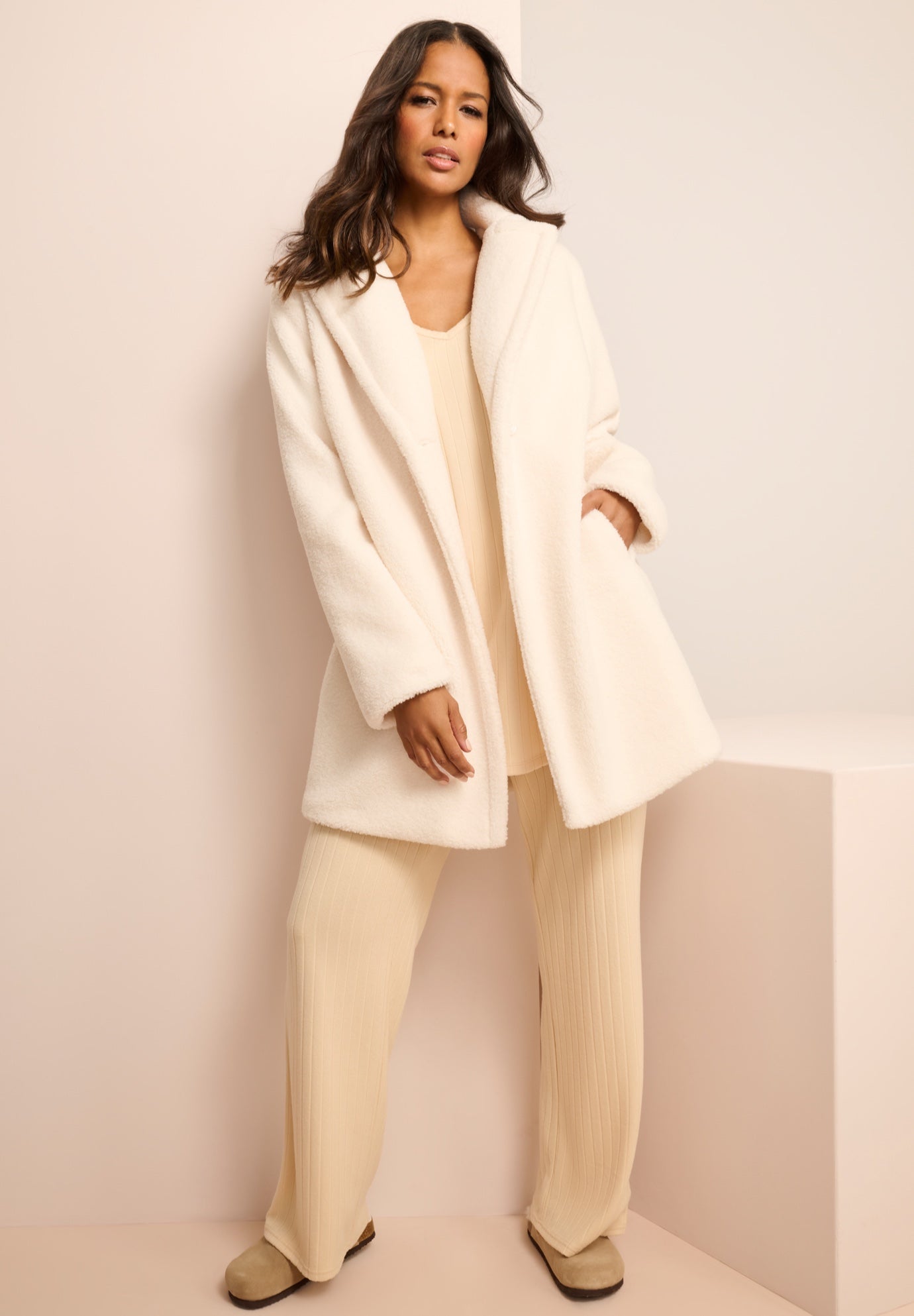 Plus Size Mid Length Teddy Faux Fur Coat image number 1