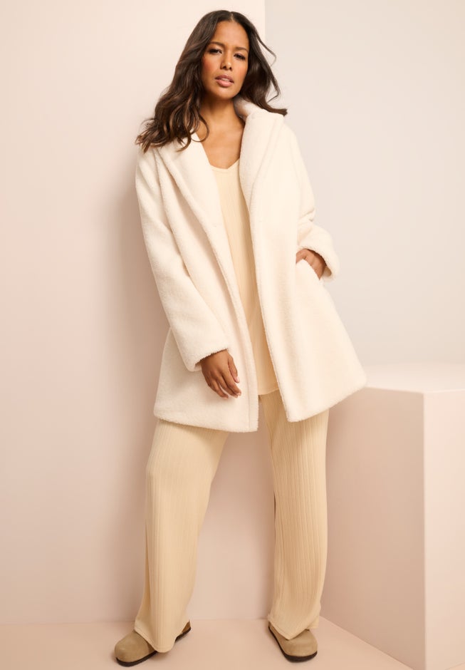 Plus Size Mid Length Teddy Faux Fur Coat image number 1