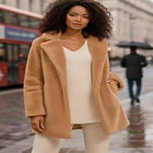 Plus Size Mid Length Teddy Faux Fur Coat image number null