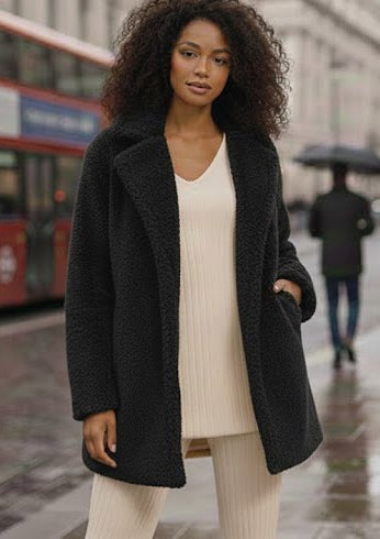 Plus Size Mid Length Teddy Faux Fur Coat image number 7