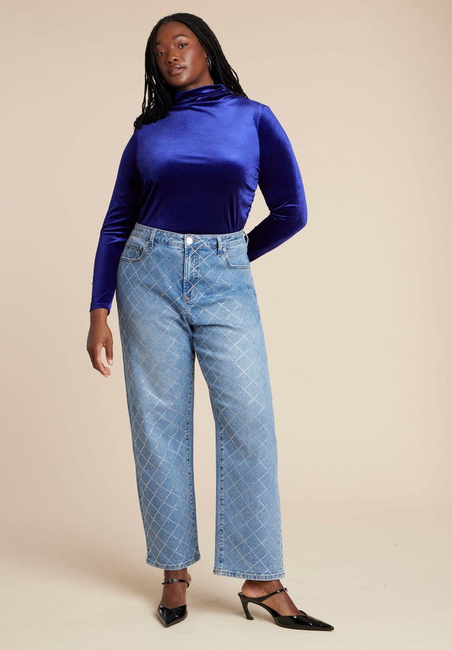 Velvet Mockneck Top image number 1