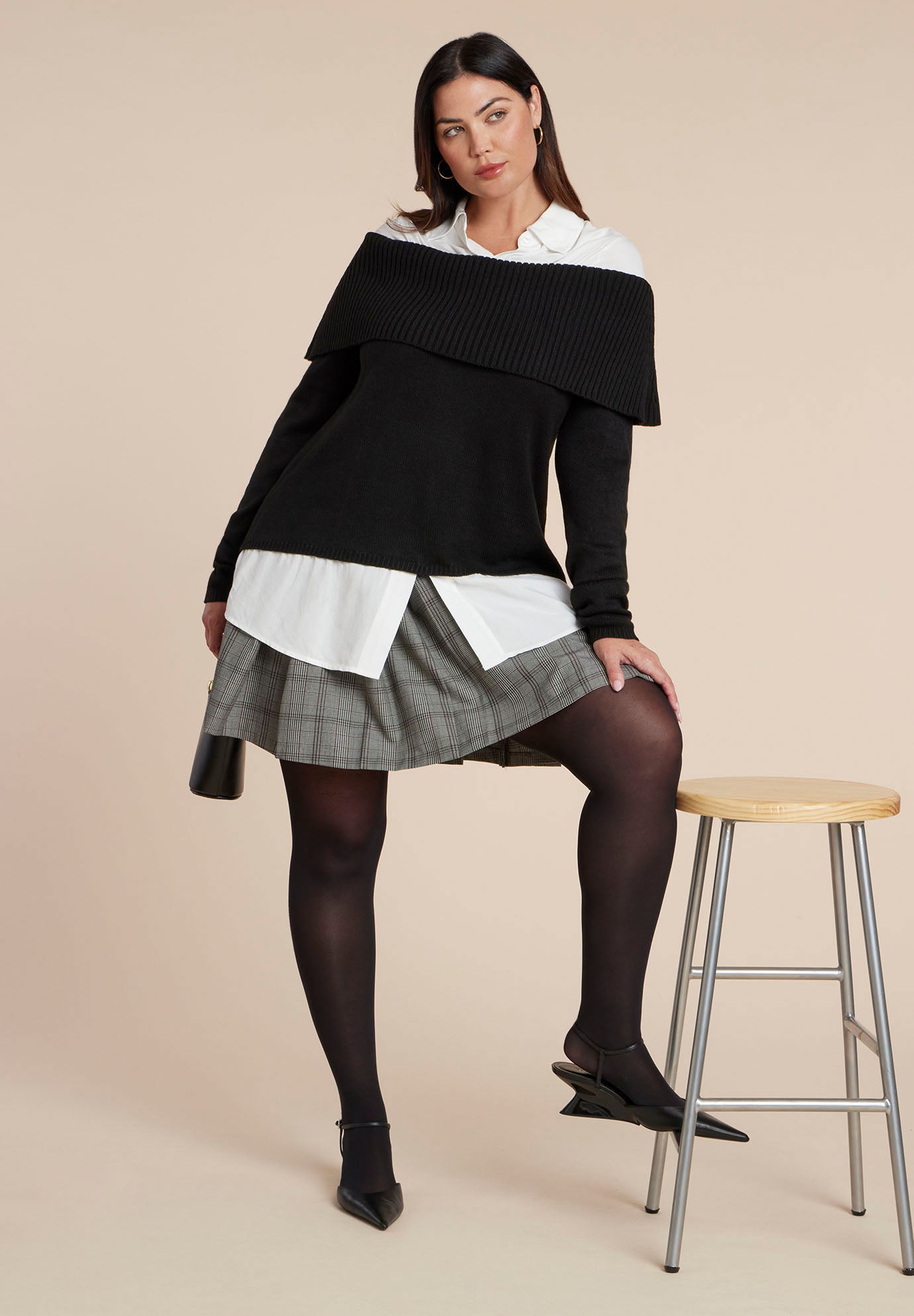 Off The Shoulder Twofer Sweater image number 2