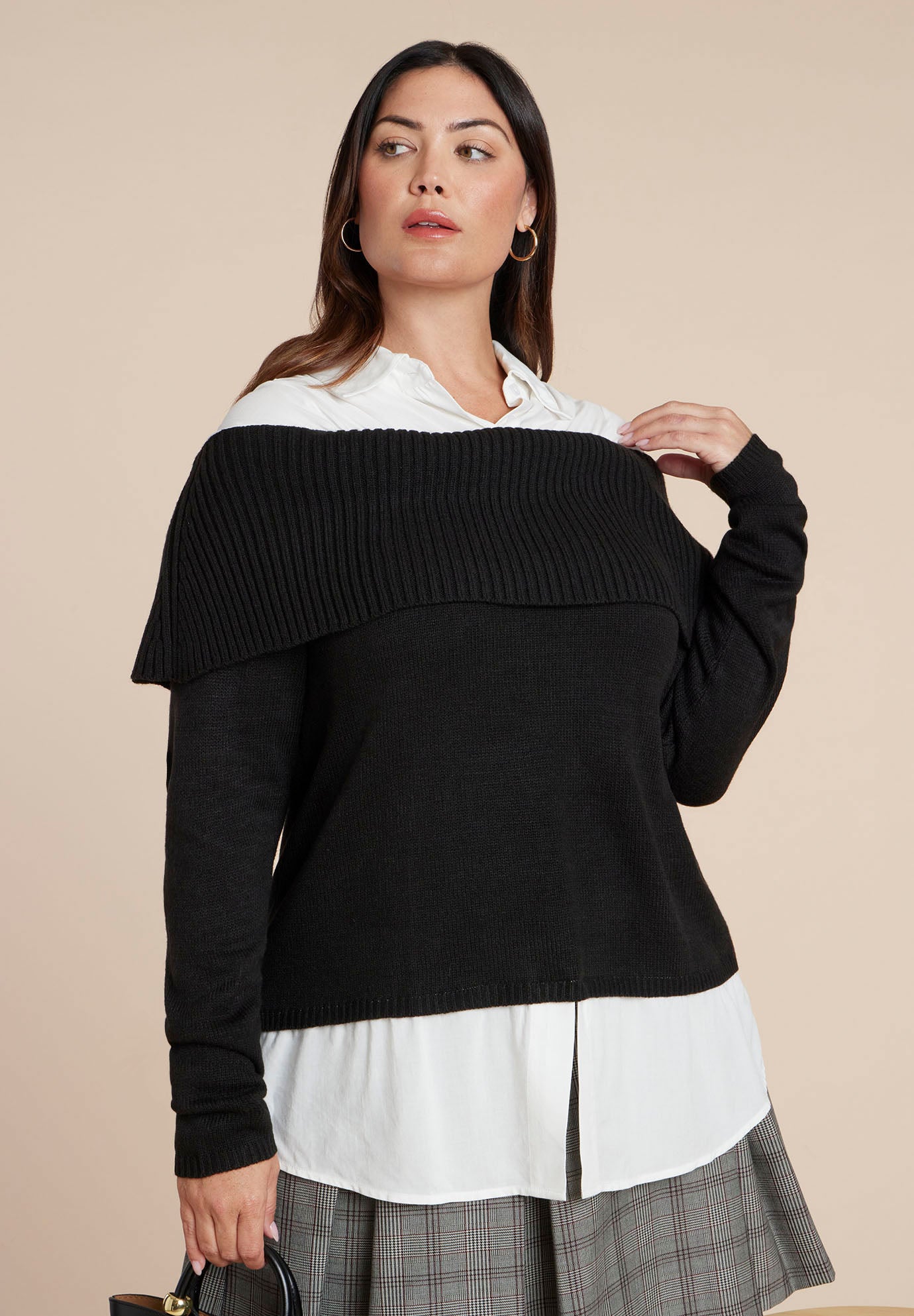 Off The Shoulder Twofer Sweater image number 0