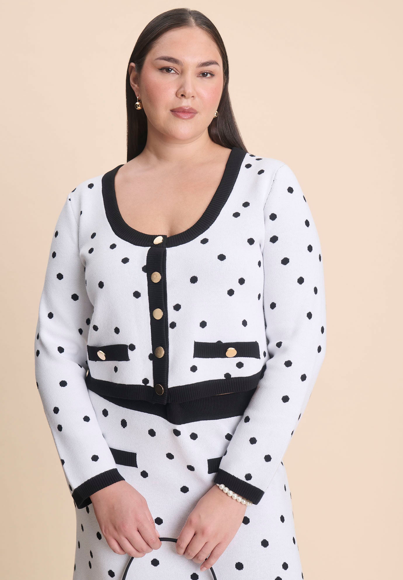 Cropped Intarsia Knit Jacket image number 1