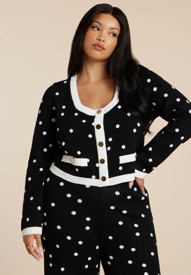 Cropped Intarsia Knit Jacket image number 0