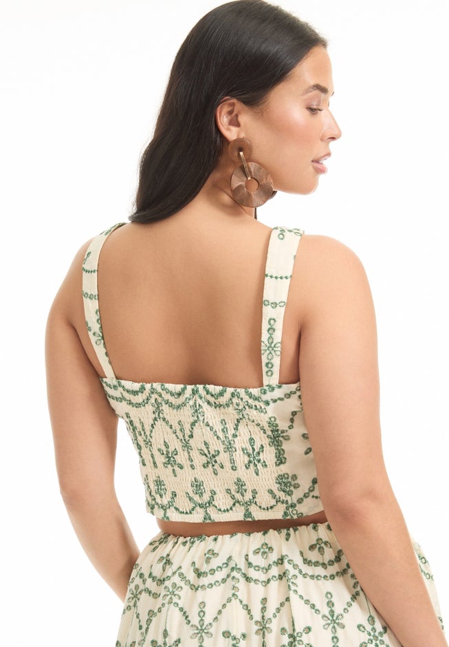 Cropped Smocked Tank Top image number null