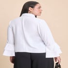 Ruffle Sleeve Collared Top image number null