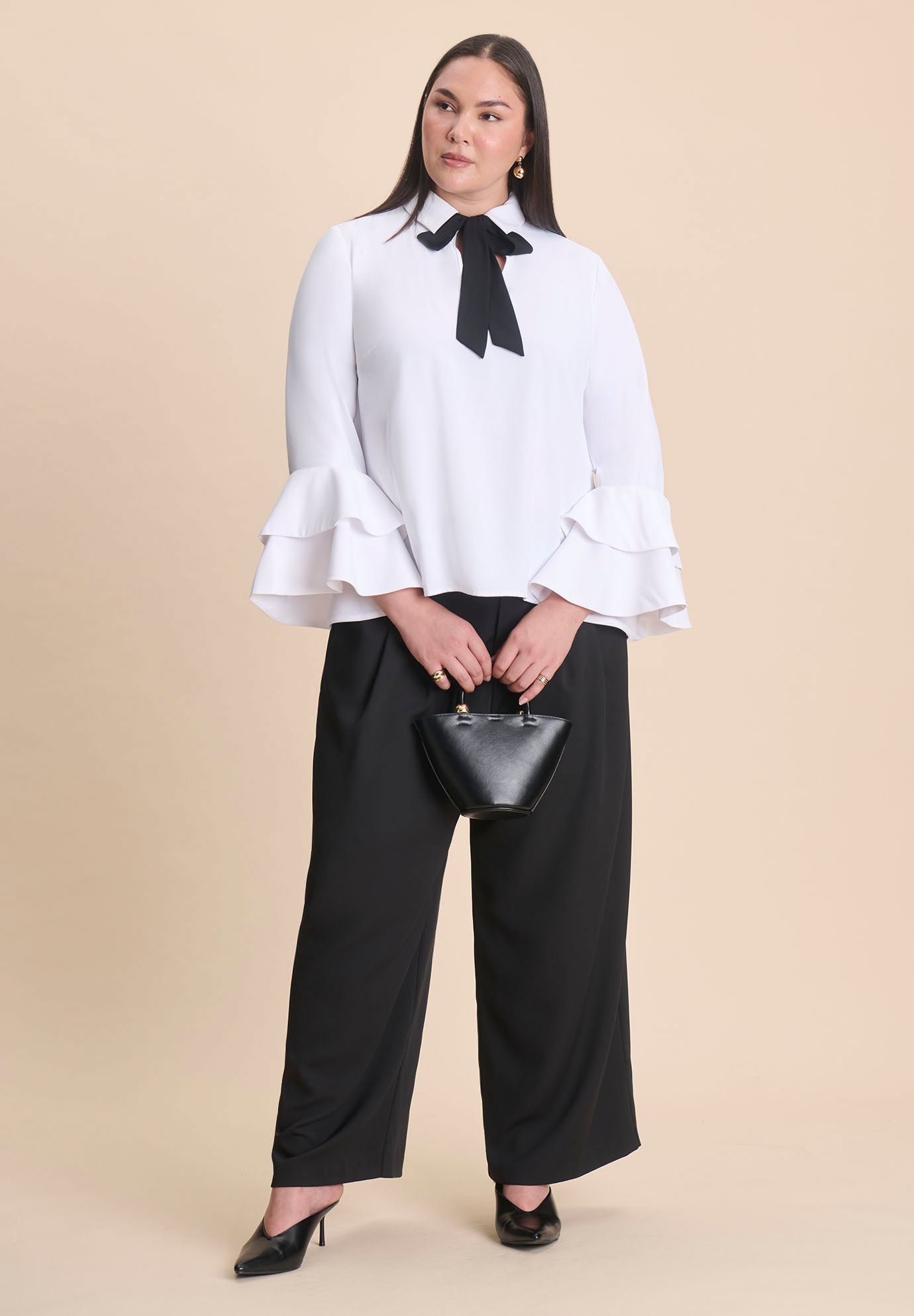 Ruffle Sleeve Collared Top image number 4