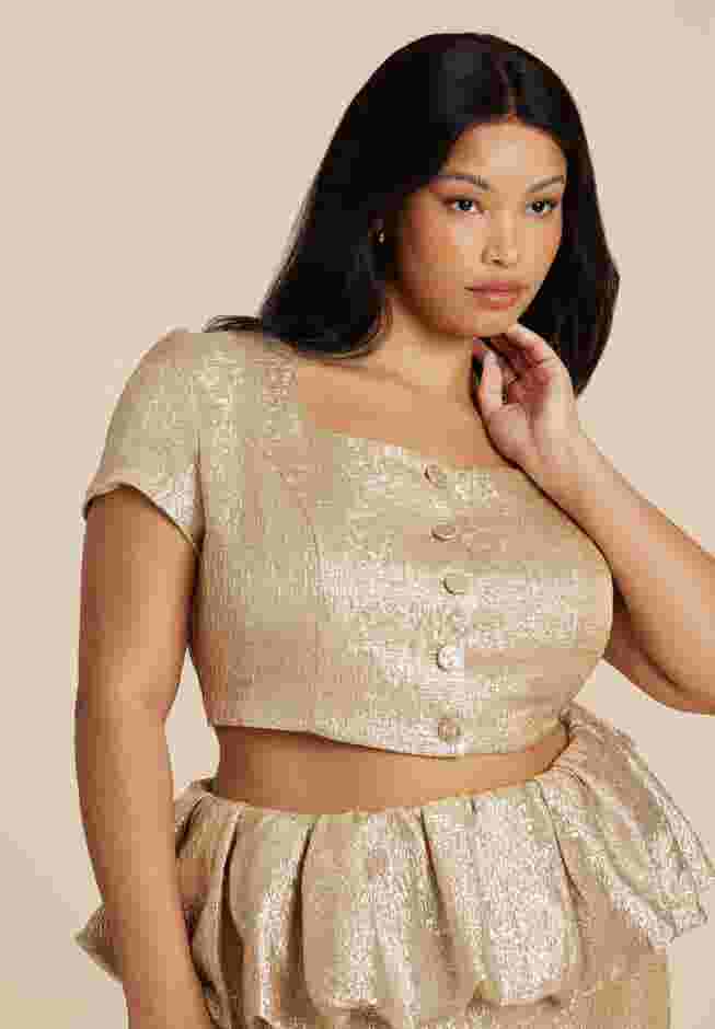 Square Neck Button Up Crop Top image number 2