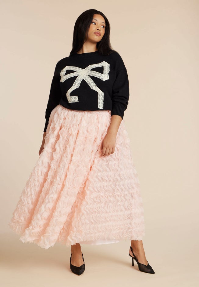 Textured Ruffle Maxi Full Skirt image number 1