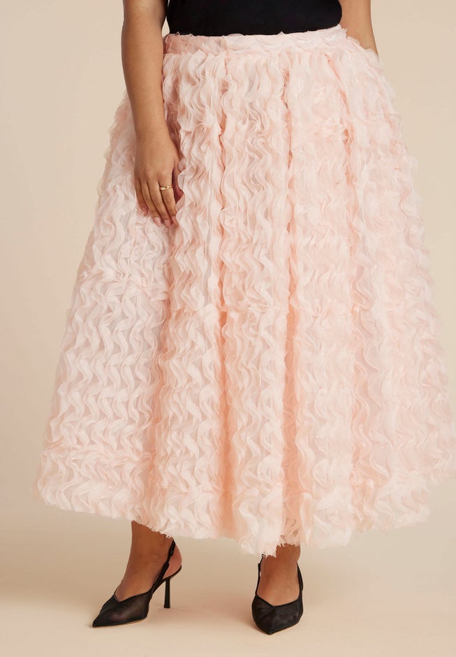 Textured Ruffle Maxi Full Skirt image number 2