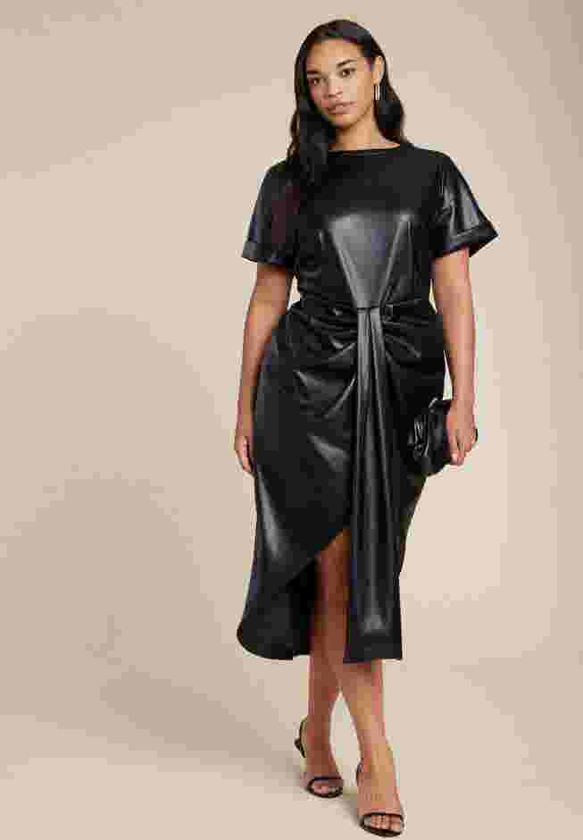 Faux Leather Tie Detail Dress image number 1