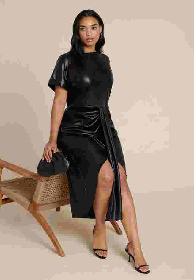 Faux Leather Tie Detail Dress image number 2