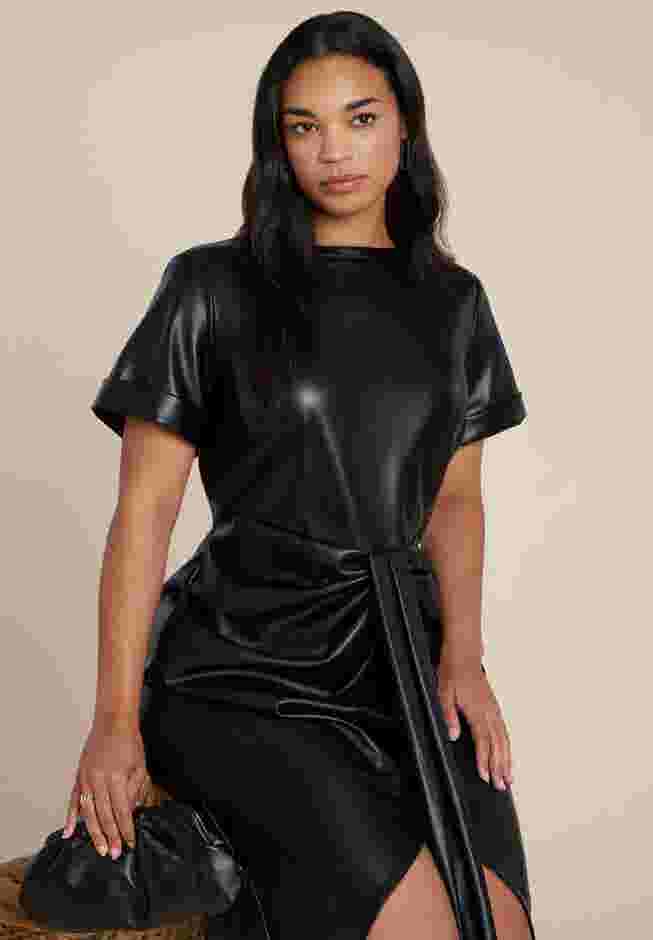 Faux Leather Tie Detail Dress image number 3