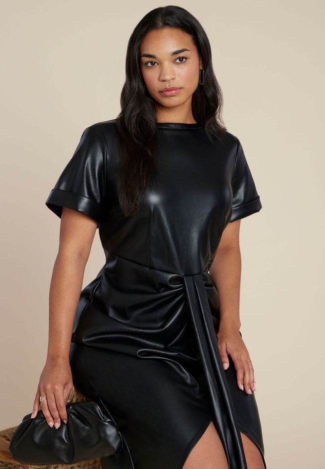 Faux Leather Tie Detail Dress image number 3