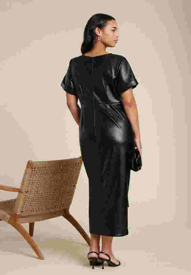 Faux Leather Tie Detail Dress image number 4