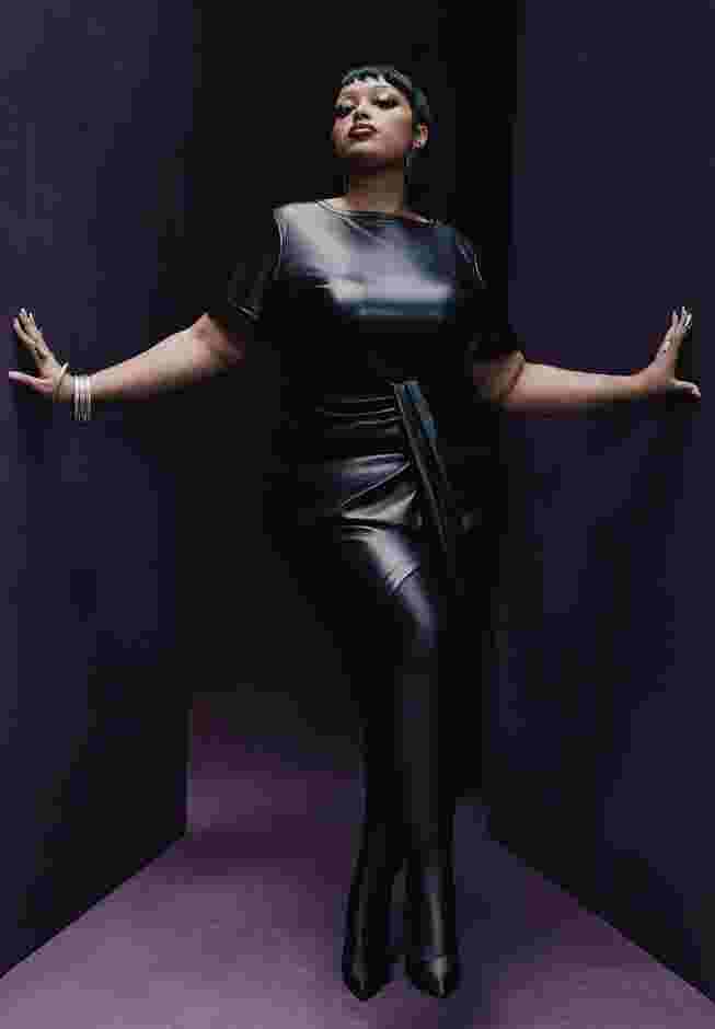 Faux Leather Tie Detail Dress image number 0