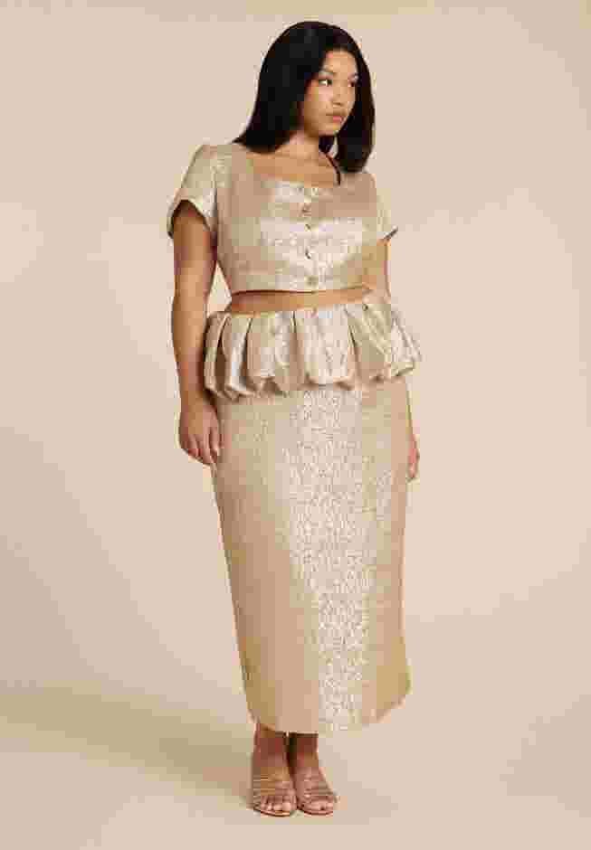 Metallic Skirt With Bubble Peplum image number 1