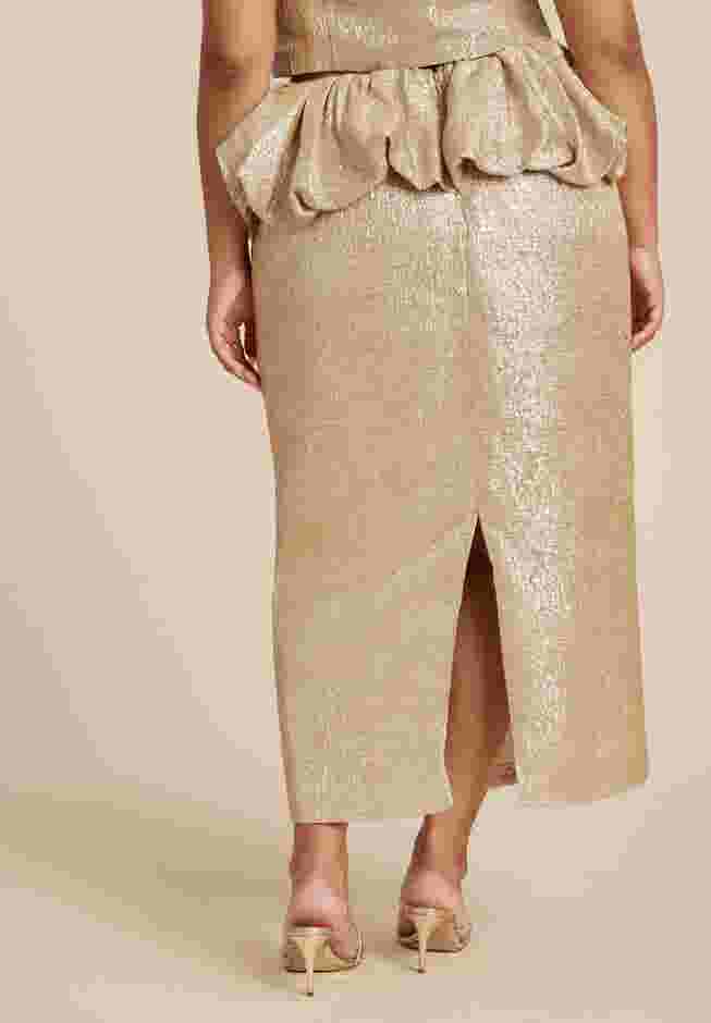 Metallic Skirt With Bubble Peplum image number 3