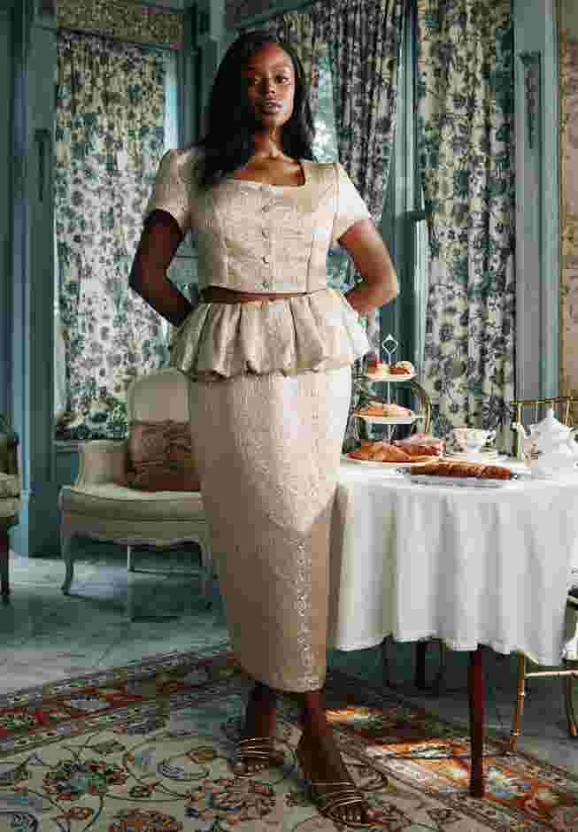 Metallic Skirt With Bubble Peplum image number 0