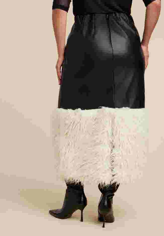Faux Leather Skirt With Faux Fur Trim image number 2