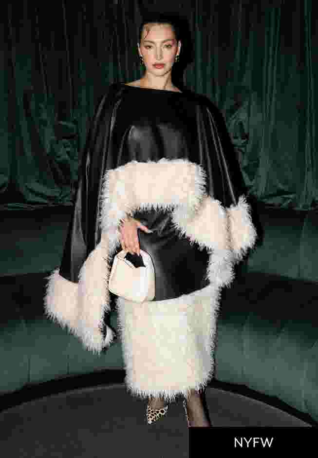 Faux Leather Skirt With Faux Fur Trim image number 0