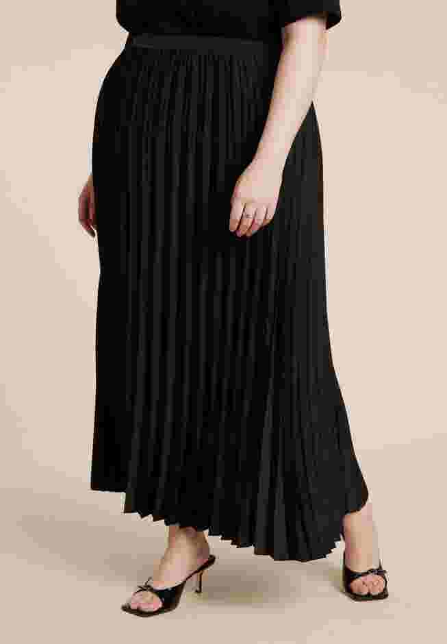 Pleated Maxi Satin Skirt image number 1
