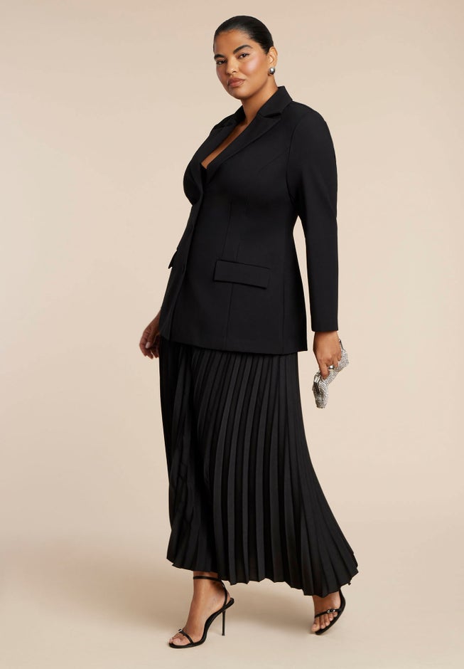 Pleated Maxi Satin Skirt image number 1