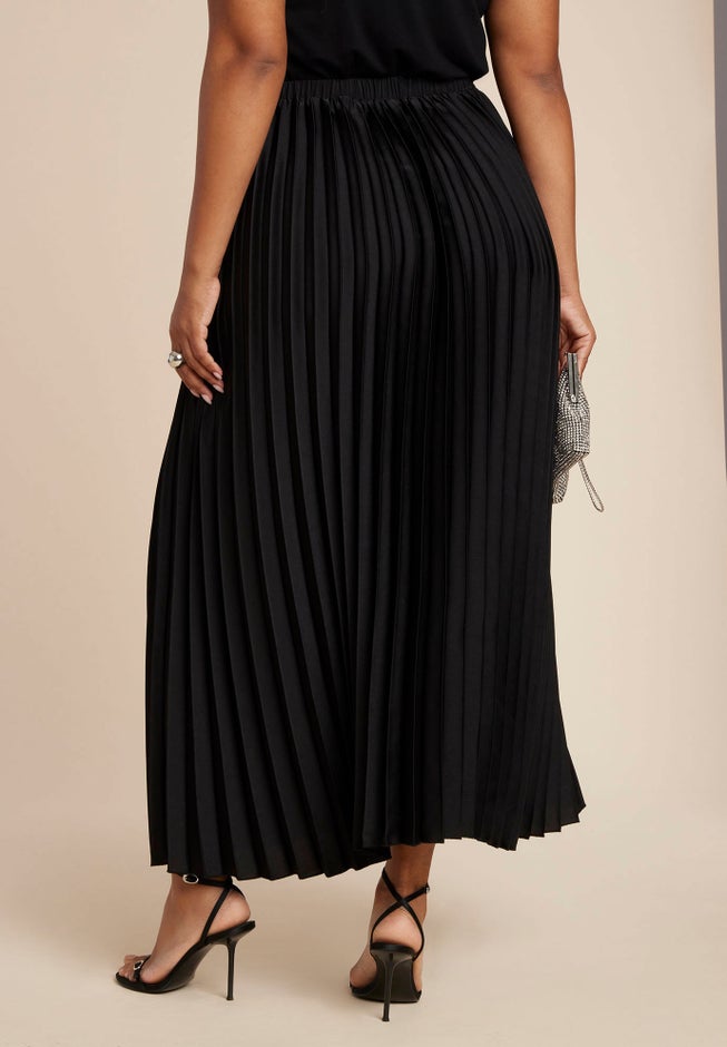 Pleated Maxi Satin Skirt image number 3