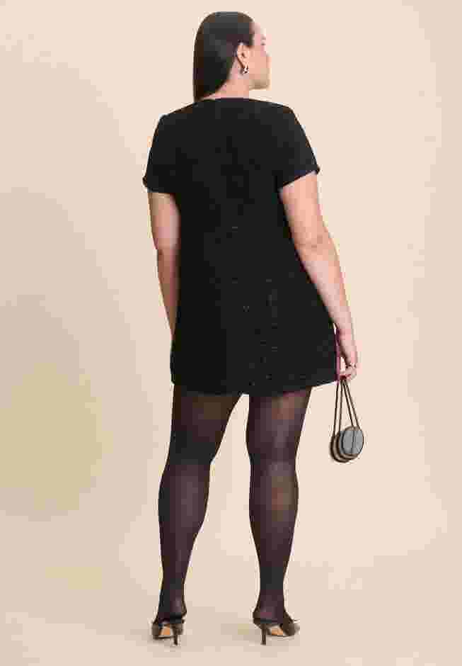 Crystal Bow Tweed Mini Dress image number 5