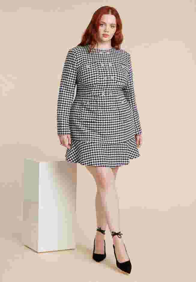 Rhinestone Button Tweed Mini Dress image number 1