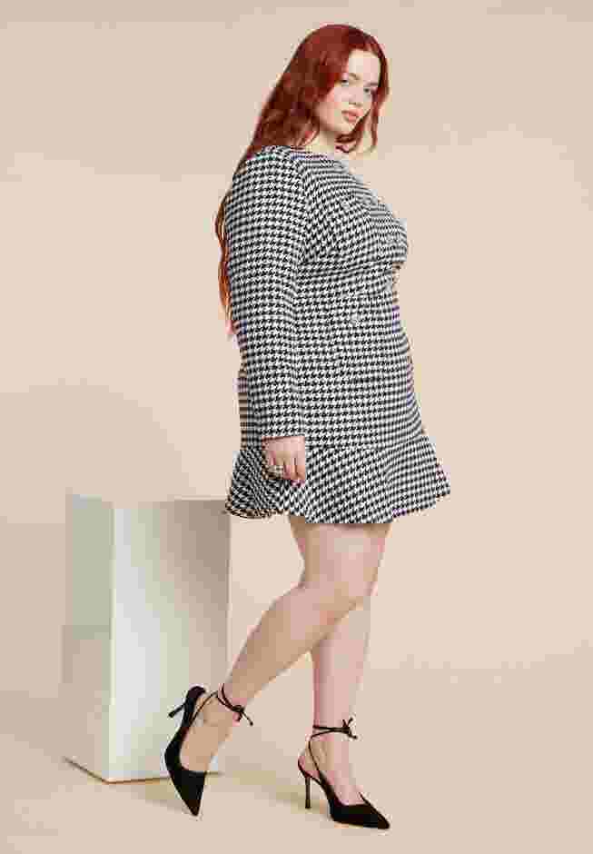 Rhinestone Button Tweed Mini Dress image number 2