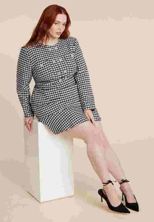 Rhinestone Button Tweed Mini Dress image number 3