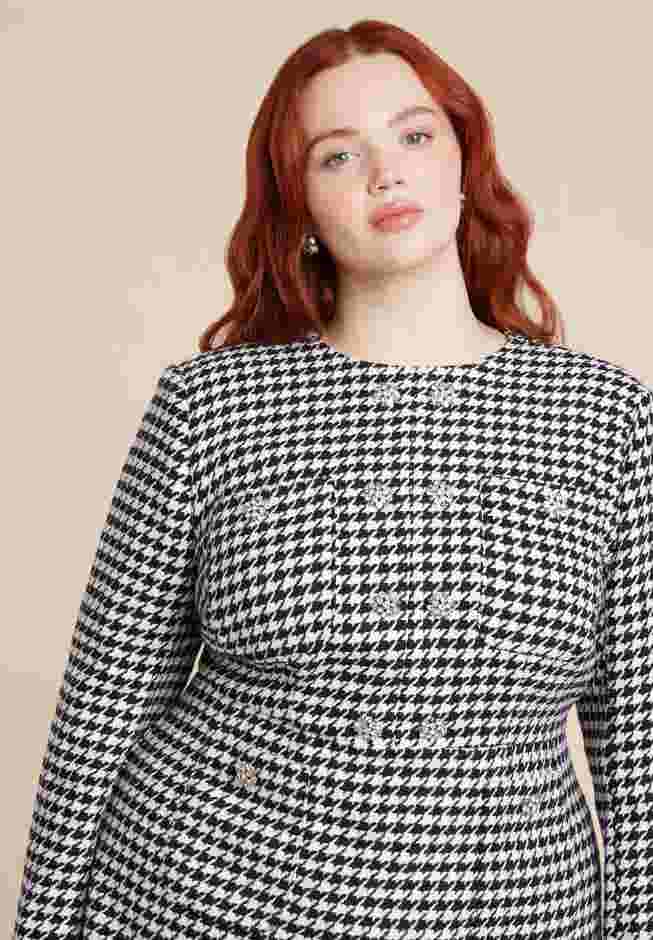 Rhinestone Button Tweed Mini Dress image number 5