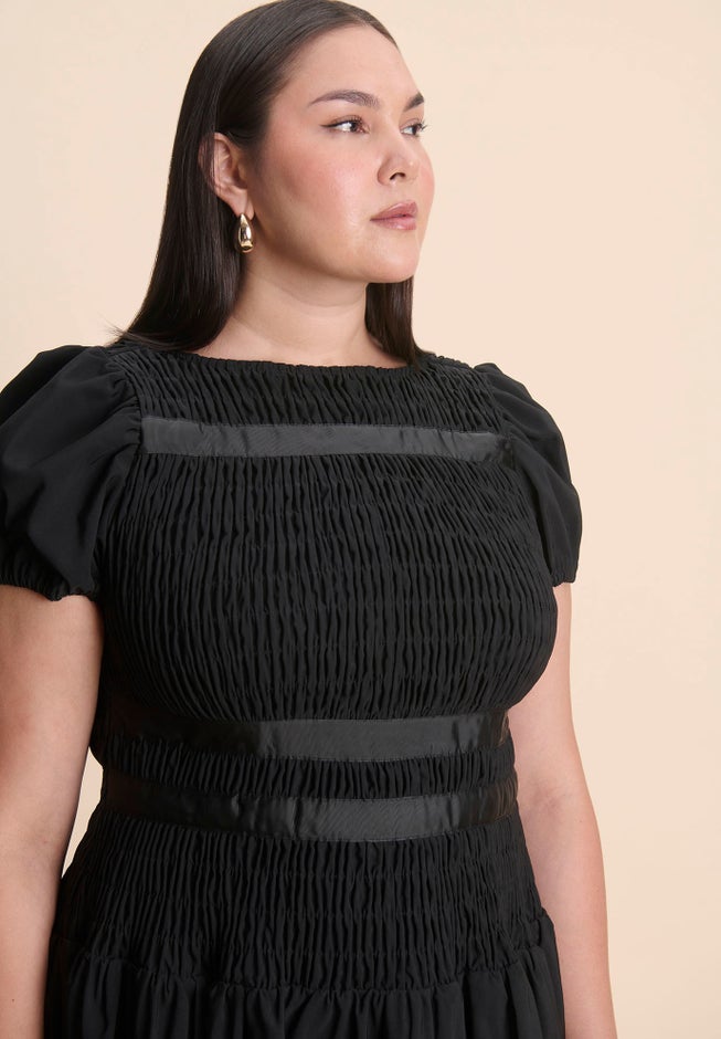 Smocked Flare Midi Dress image number 1