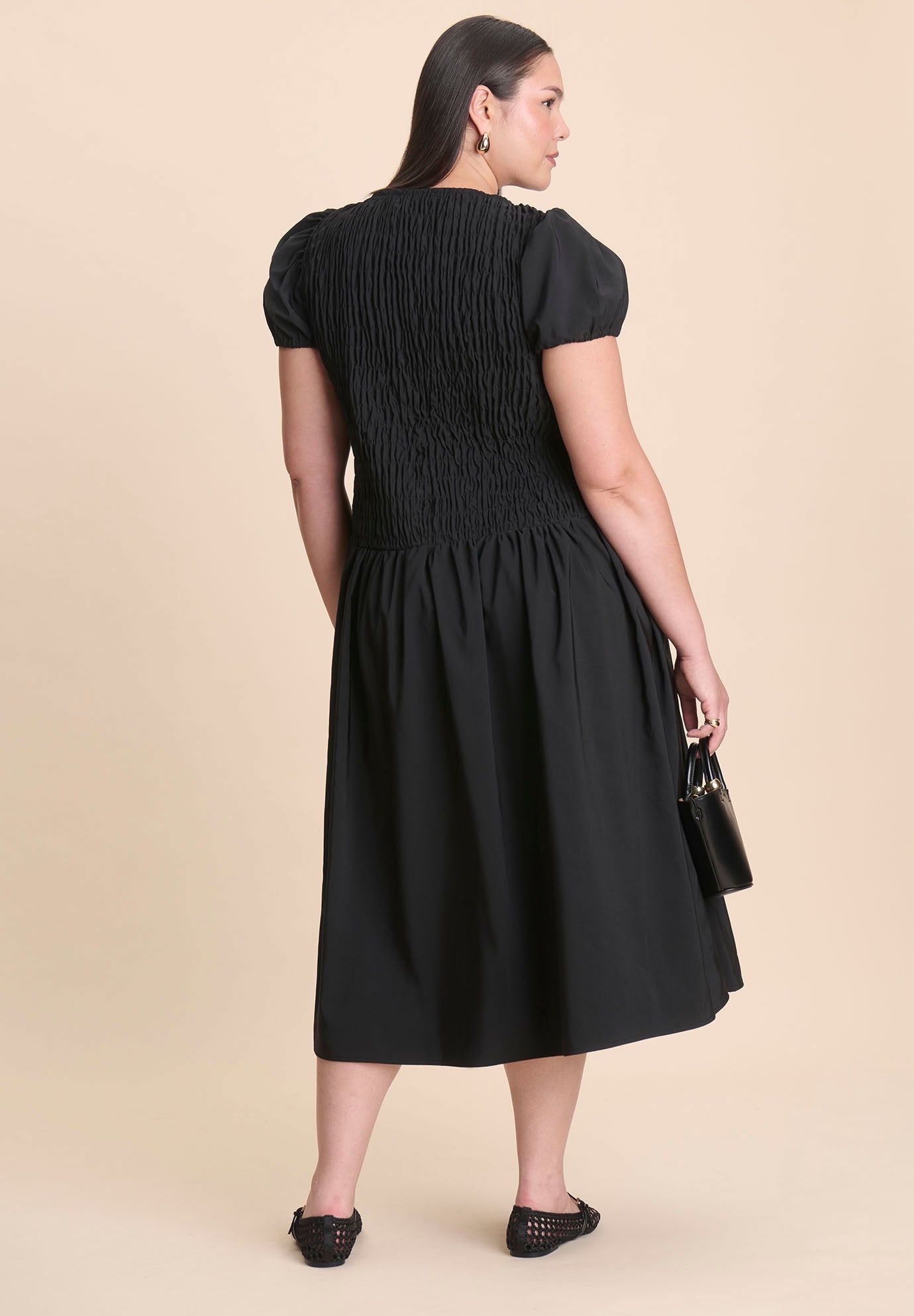 Smocked Flare Midi Dress image number 2