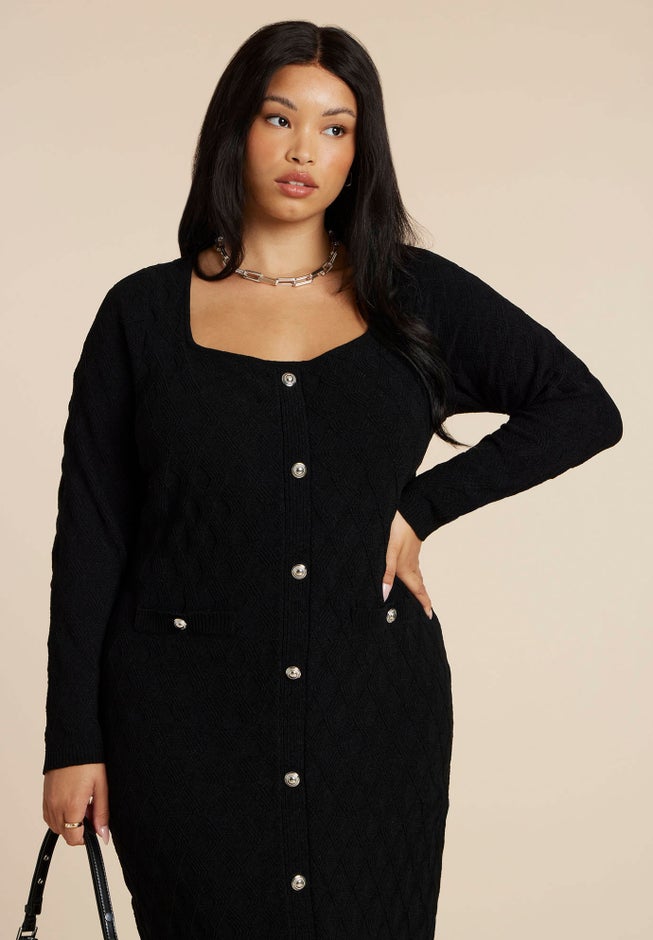 Sweater Dress With Buttons image number 1